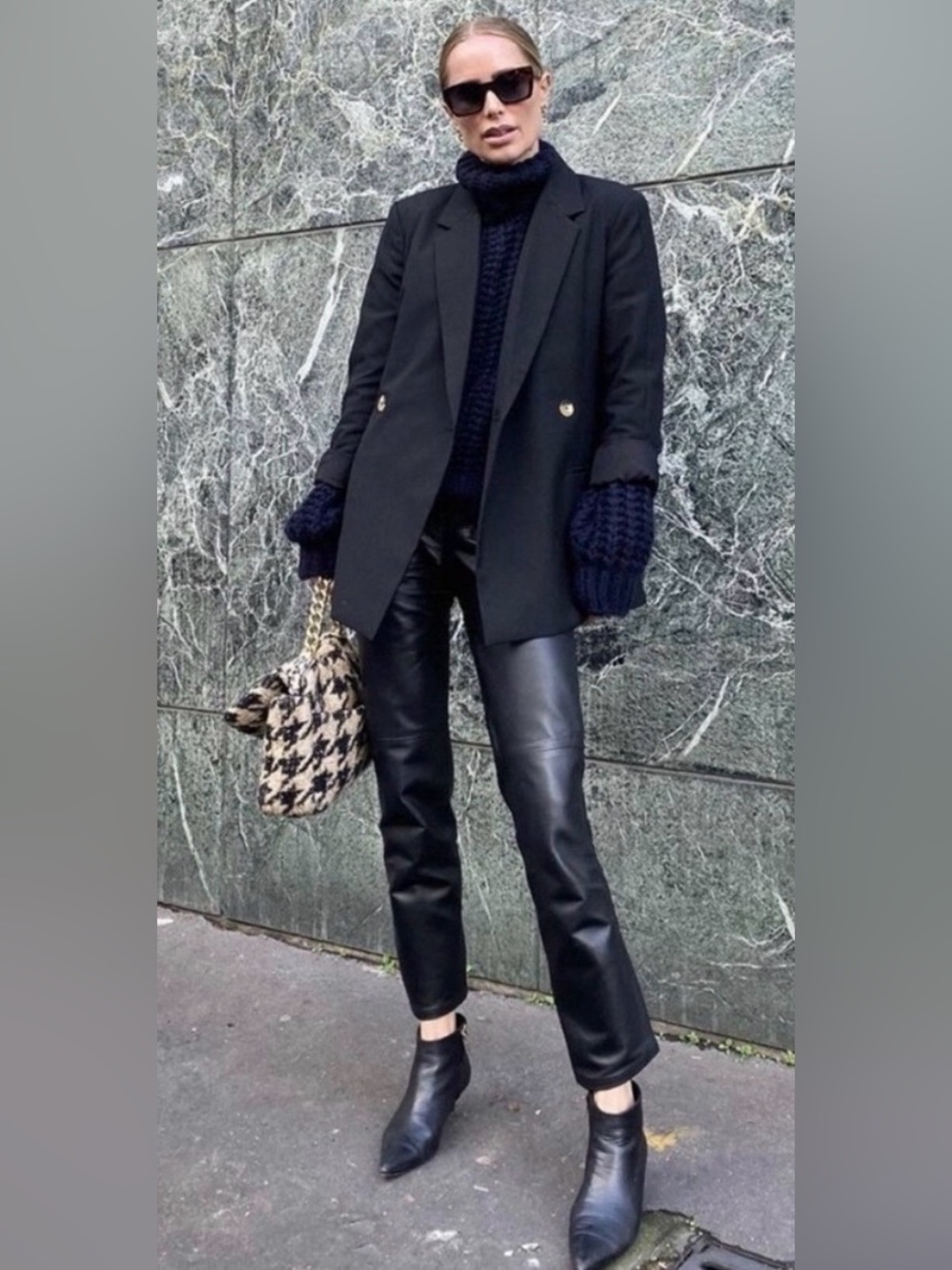 Anine Bing Kat Vegan Leather High Rise Straight Leg Trousers 34| Minimalist Chic